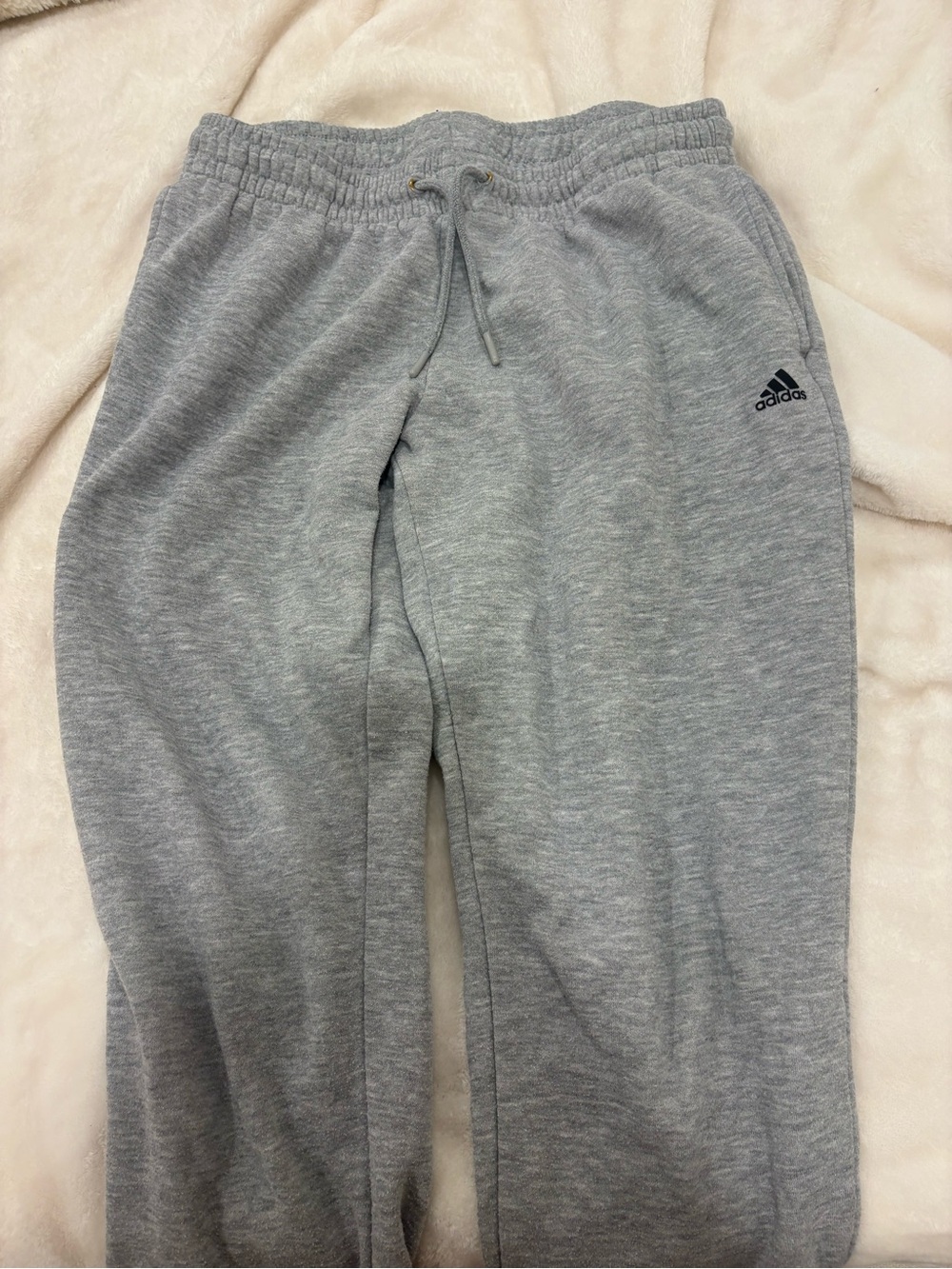 adidas Men's Heather Grey Fleece Sweatpants with Drawstring